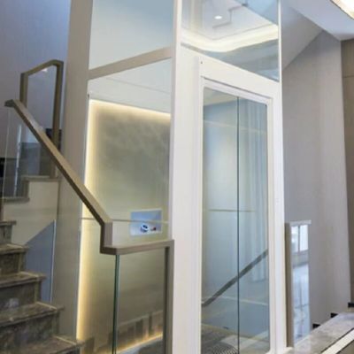 Ascensore a cabina monofase in lega di alluminio con cilindri di 2,9 metri di lunghezza e porta automatica