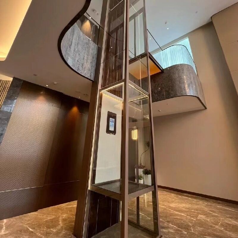 Legata di alluminio 304# Ss Cabina ascensore casa ascensore idraulico microprocessore controllato