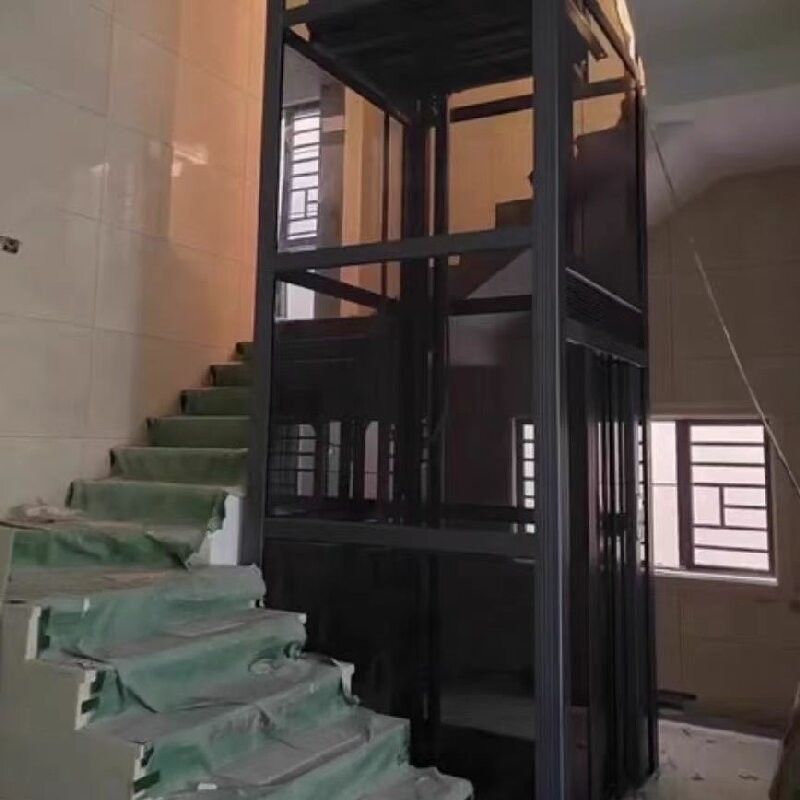 Elegante cabina in acciaio inossidabile Compatto ascensore idraulico con 5 fermate e 14,5 metri di altezza massima